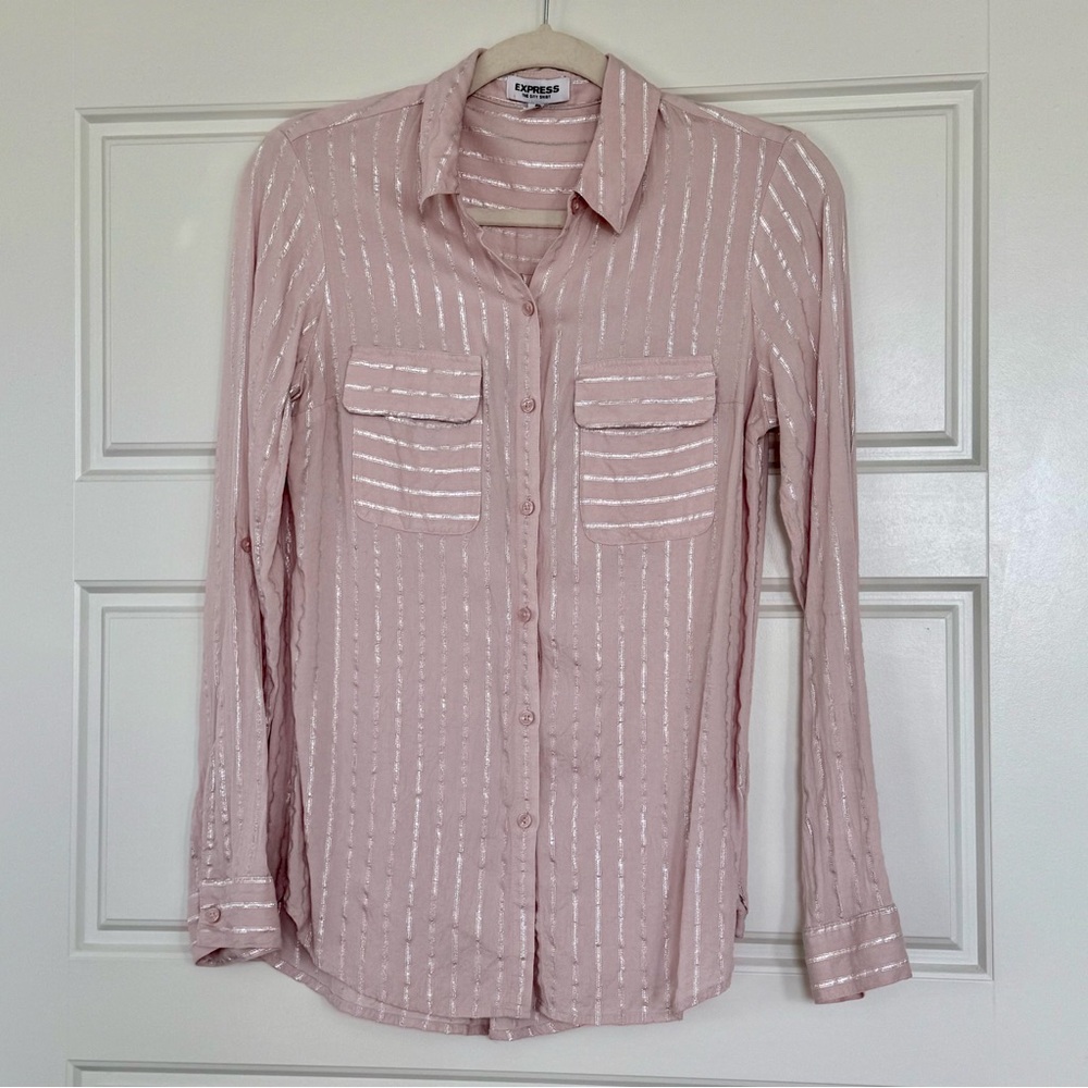 Express City Shirt - Pink with Shimmer Stripe